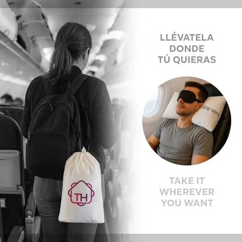 TEXTIL-HOME ▫️ Textilhome Pack de 2 Almofadas de Viagem Viscoelásticas 43x24 cm com Aloe Vera 4