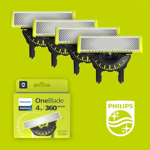 PHILIPS ▫️ Lâminas OneBlade Original 360, compatíveis com todos os cabos OneBlade e Pro, 4 unidades (modelo QP440/60) 2