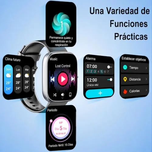 Donerton ▫️ Relógio inteligente para homem e mulher, 1,96" HD, chamadas via Bluetooth, IP68, 300 mAh 6