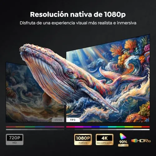 TOPTRO ▫️ Projetor 4K 【Google TV 14.0/Aplicações oficiais/Foco automático/Correção trapezoidal】 Projetor portátil com controlo por voz, 1080p FHD nativo, HDR10, Wi-Fi 6 e Bluetooth 5.3 – Projetor inteligente para uso no exterior/cinema em casa/projeção no teto/HDMI 3
