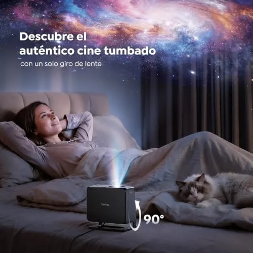 TOPTRO ▫️ Projetor 4K 【Google TV 14.0/Aplicações oficiais/Foco automático/Correção trapezoidal】 Projetor portátil com controlo por voz, 1080p FHD nativo, HDR10, Wi-Fi 6 e Bluetooth 5.3 – Projetor inteligente para uso no exterior/cinema em casa/projeção no teto/HDMI 4