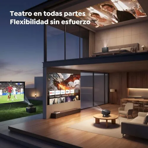 TOPTRO ▫️ Projetor 4K 【Google TV 14.0/Aplicações oficiais/Foco automático/Correção trapezoidal】 Projetor portátil com controlo por voz, 1080p FHD nativo, HDR10, Wi-Fi 6 e Bluetooth 5.3 – Projetor inteligente para uso no exterior/cinema em casa/projeção no teto/HDMI 6