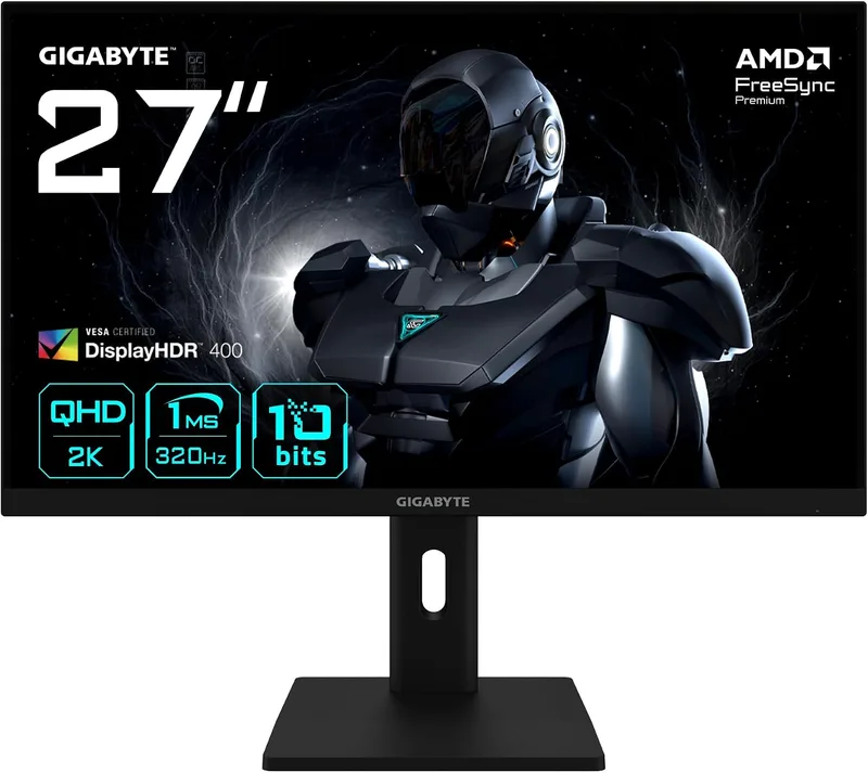 Gigabyte Technology ▫️ Monitor de jogos GIGABYTE G27Q3 de 27” 2K QHD - 2560 x 1440, 320 Hz, 1 ms, 350 cd/m², FreeSync Premium, Display HDR400, HDMI 2.0, DisplayPort 1.4