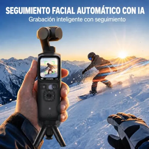 MNIFTO ▫️ Câmara Vlog 4K, Gimbal CAM com deteção facial, lente giratória de 180°, câmara Vlog com Wi-Fi para desporto e vlogging, viagens 2