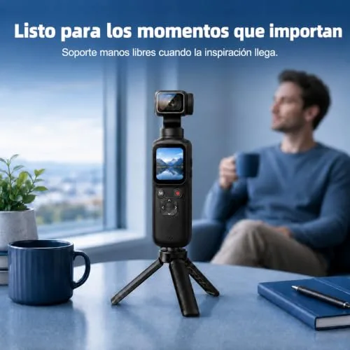 MNIFTO ▫️ Câmara Vlog 4K, Gimbal CAM com deteção facial, lente giratória de 180°, câmara Vlog com Wi-Fi para desporto e vlogging, viagens 3