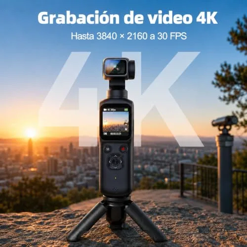 MNIFTO ▫️ Câmara Vlog 4K, Gimbal CAM com deteção facial, lente giratória de 180°, câmara Vlog com Wi-Fi para desporto e vlogging, viagens 7