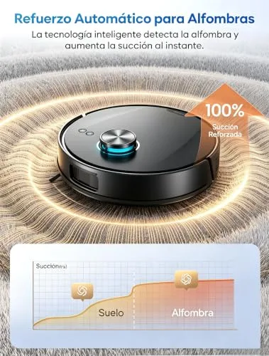 Ultenic ▫️ Robô aspirador e esfregador de chão com esvaziamento automático e líquido de limpeza: LiDAR linear a laser, sistema de evasão melhorado, 10 000 Pa, potência reforçada em tapetes, aplicação e comando por voz, para apartamentos e famílias com animais de estimação 5