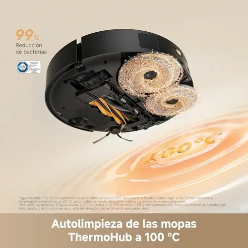 dreame ▫️ Robô aspirador e esfregador de pisos L50s Pro Ultra-A, 100 dias de esvaziamento automático, panos de limpeza com autolimpeza a alta temperatura, 30 000 Pa de sucção, limpeza profunda de cantos e bordas. 2