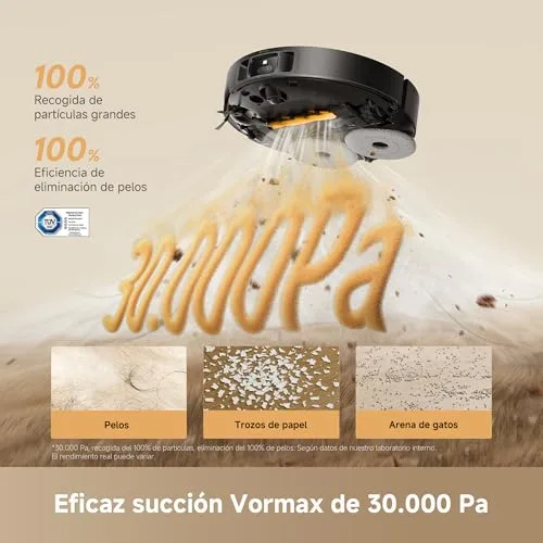dreame ▫️ Robô aspirador e esfregador de pisos L50s Pro Ultra-A, 100 dias de esvaziamento automático, panos de limpeza com autolimpeza a alta temperatura, 30 000 Pa de sucção, limpeza profunda de cantos e bordas. 3