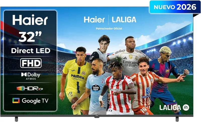Haier ▫️ K85 Full HD 32" H32K85GFX, Smart TV com Google TV, Chromecast, Dolby Audio, HDR10, Bluetooth 5.1, 2 portas USB 2.0, DBX TV, 4 portas HDMI 2.1 [2026]