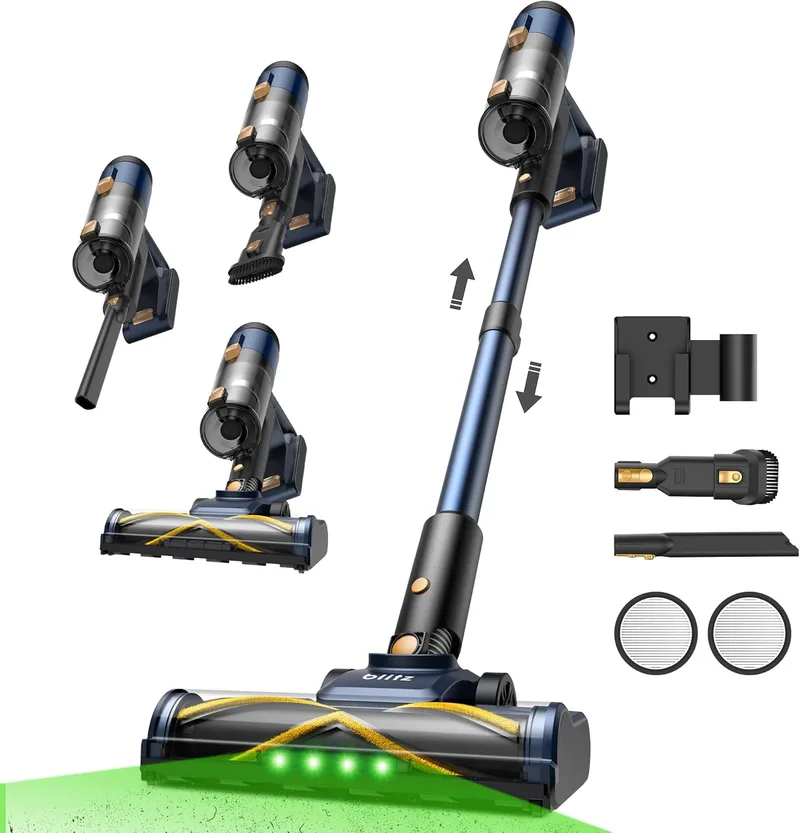 Vexilar ▫️ Aspirador sem fio V12 58 kPa/50 min/500 ml, Aspirador sem fio, Limpeza fácil, Bateria removível,Leve, Acessórios Multiusos, Aspirador Vertical para Pisos/Tapetes/Pêlos/Carro