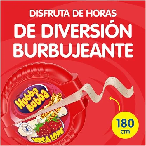 Hubba Bubba ▫️ pastilhas elásticas em rolo, sabor a morango, 180 cm, embalagem com 12 rolos de pastilhas elásticas, tamanho perfeito para guloseimas, ideal para partilhar, como presente doce ou para ter sempre um hálito fresco 6