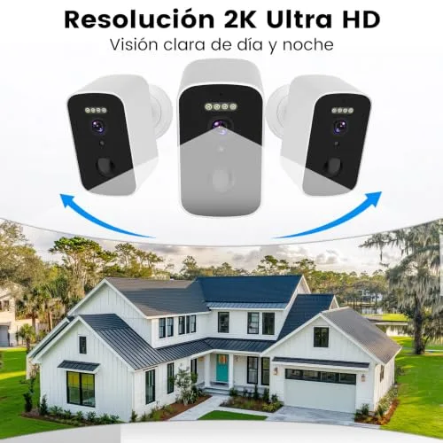 SHANNA ▫️ Câmara de vigilância Wi-Fi para exterior com bateria de 5200 mAh – Armazenamento na nuvem gratuito, montagem magnética; câmara de vigilância para exterior com Wi-Fi de 5 GHz e 2,4 GHz, deteção de movimento, visão noturna a cores com IA, IP66 3