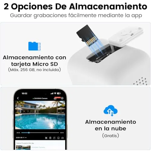 SHANNA ▫️ Câmara de vigilância Wi-Fi para exterior com bateria de 5200 mAh – Armazenamento na nuvem gratuito, montagem magnética; câmara de vigilância para exterior com Wi-Fi de 5 GHz e 2,4 GHz, deteção de movimento, visão noturna a cores com IA, IP66 4