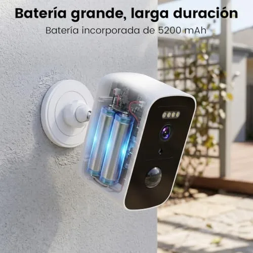 SHANNA ▫️ Câmara de vigilância Wi-Fi para exterior com bateria de 5200 mAh – Armazenamento na nuvem gratuito, montagem magnética; câmara de vigilância para exterior com Wi-Fi de 5 GHz e 2,4 GHz, deteção de movimento, visão noturna a cores com IA, IP66 6