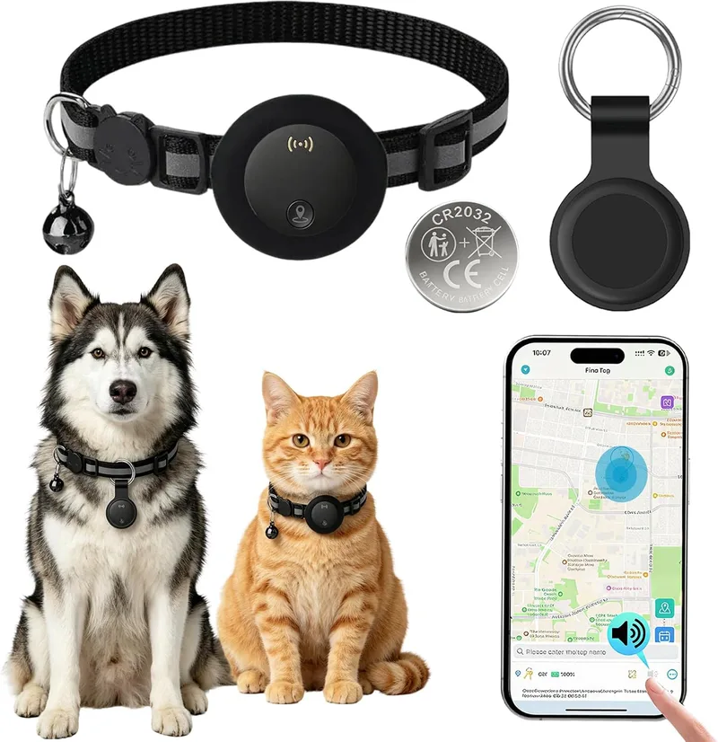 Yukcxoo ▫️ Localizador GPS para cães compatível com sistemas iOS e Android. GPS para cães com reprodução do histórico de percursos dos últimos 7 dias. GPS para gatos. Localizador para animais de estimação resistente à água (IP67) – Preto mate