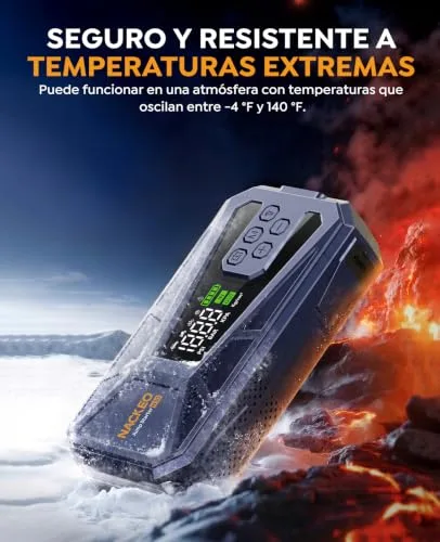 NACKEO ▫️ Arrancador de baterias de automóvel de 8000 A com compressor de 160 PSI, Arrancador portátil de 12 V para automóveis (a gasolina ou 12 L de gasóleo), com lanterna LED, ecrã LCD e carregamento rápido 7