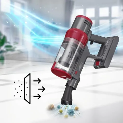 CLEANmaxx ▫️ Aspirador ciclónico sem fios 2 em 1 | Aspirador sem fios para mãos e pavimentos com uma potente bateria de iões de lítio de 22,2 V | até 38 minutos de autonomia e potência de sucção de 12 2