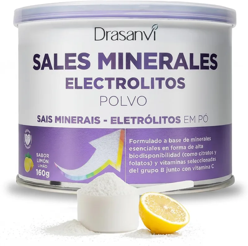 Drasanvi ▫️ Eletrólitos em Pó com Sabor a Limão 160 g, com Magnésio e Potássio