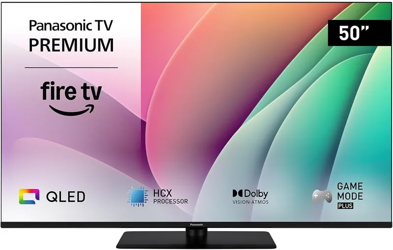 Panasonic ▫️ Premium TV-50W80AEZC, Série W80, 50 polegadas, 4K Ultra HD, QLED, Smart TV, Fire TV, Dolby Vision e Atmos, Modo de Jogo Extremo, Controlo por voz com Alexa, AirPlay, Preto