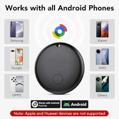 Ajblg ▫️ Android Smart Tag, localizador compatível com a aplicação Google Find Hub (apenas Android), localizador Bluetooth, localizador para chaves, carteira e bagagem, à prova de água IP68, 4, preto 2