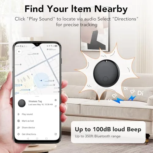 Ajblg ▫️ Android Smart Tag, localizador compatível com a aplicação Google Find Hub (apenas Android), localizador Bluetooth, localizador para chaves, carteira e bagagem, à prova de água IP68, 4, preto 4