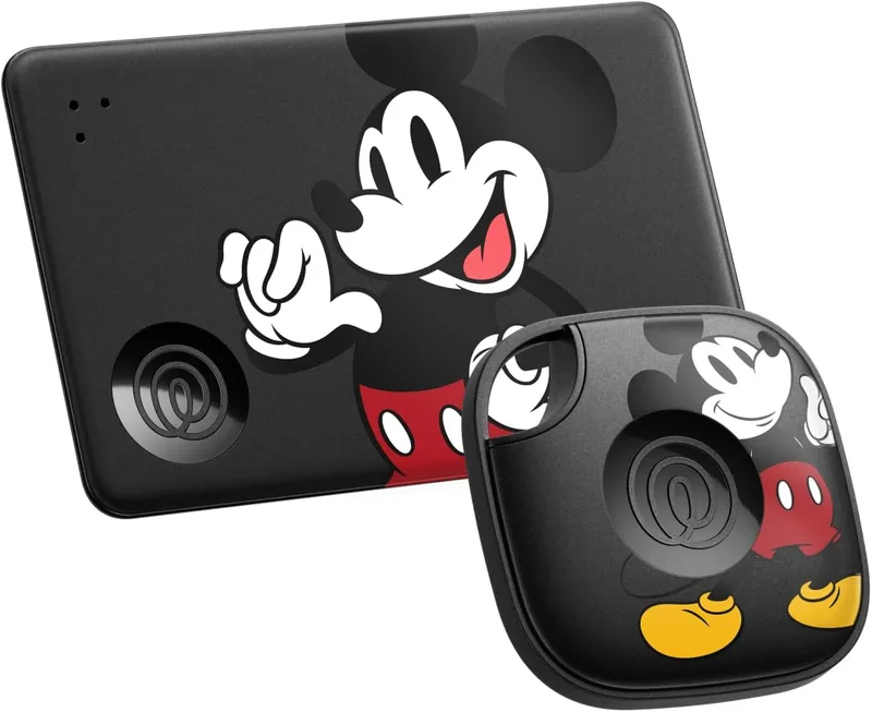 Life360 ▫️ x Disney Tile - Pacote Inicial - Localizadores Bluetooth para chaves, carteiras e muito mais. Compatível com iOS e Android. Pacote de 2 (Tile Preto/Slim) - Mickey