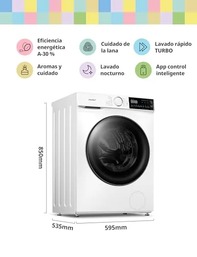Comfee ▫️ Máquina de lavar roupa «» 10 kg, Classe A -30%, 1400 RPM, Smart Wash, Branca, CF10EWP07W 2