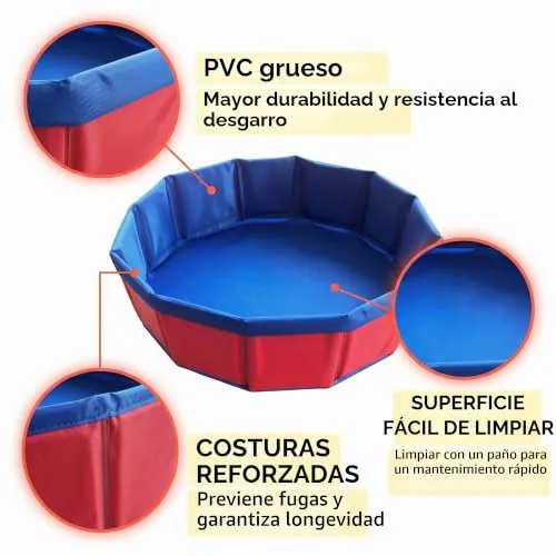 ZENQARI ▫️ 1 unidade de piscina dobrável para gatos em PVC, 30 x 10 cm, vermelha, não insuflada, ideal para gatos e animais de estimação pequenos, fácil de guardar para acampar 5