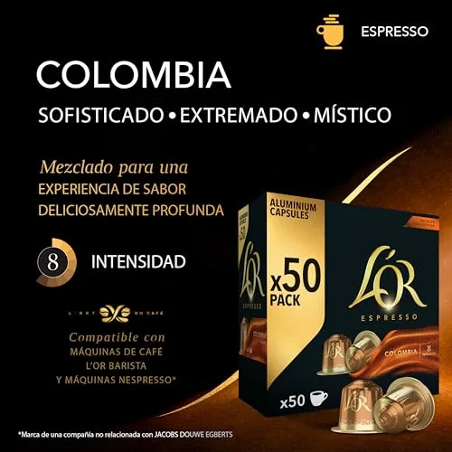 L'OR ▫️ Espresso Café Cápsulas Colômbia | Intensidade 8 | 50 cápsulas compatíveis com Nespresso (embalagem de 2) 3