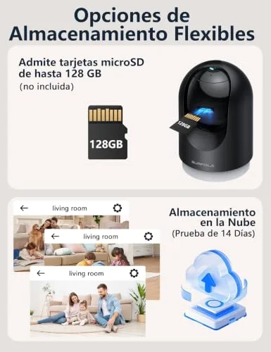 Surfola ▫️ Câmara Interior 2K, câmara para animais de estimação com deteção de movimento, câmara de segurança doméstica CCTV Wi-Fi com visão noturna, compatível com Alexa/Google, sem mensalidade 2