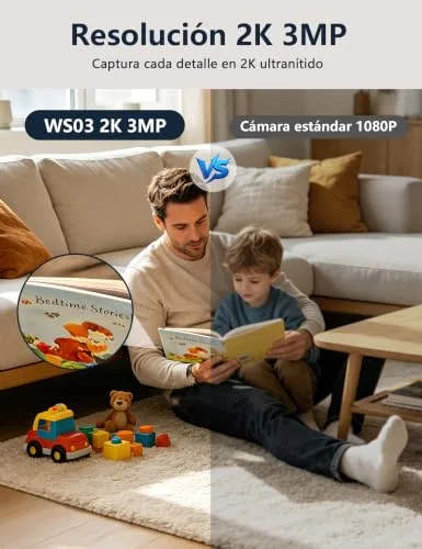 Surfola ▫️ Câmara Interior 2K, câmara para animais de estimação com deteção de movimento, câmara de segurança doméstica CCTV Wi-Fi com visão noturna, compatível com Alexa/Google, sem mensalidade 5