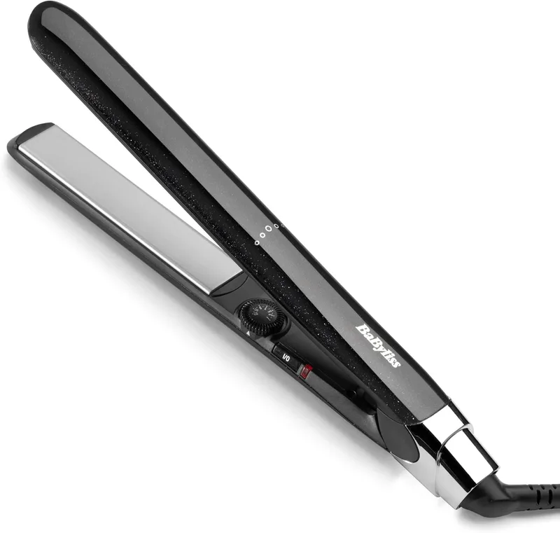 BaByliss ▫️ Alisador de cabelo Midnight Shine, placas de titânio-cerâmica, placas longas, 13 níveis de temperatura (170–235 °C), aquecimento rápido, efeito anti-frizz com acabamento brilhante, ST590E