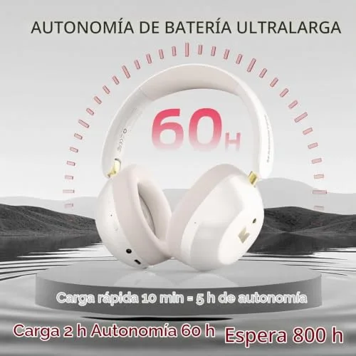 Monster ▫️ Auscultadores sem fios MS-Persona6W com ANC, Bluetooth 6.0, cancelamento ativo de ruído, 60 horas de autonomia, som estéreo Hi-Fi, 3 modos de equalização, branco 2