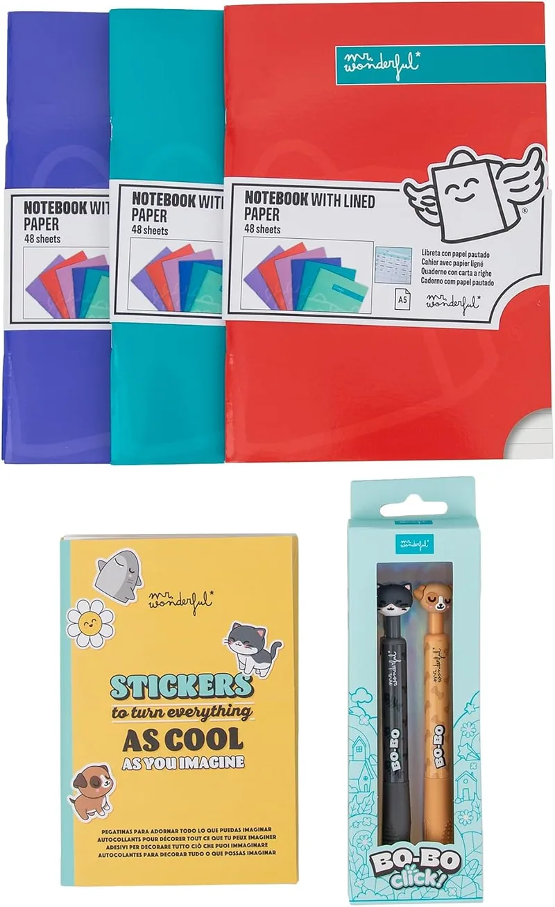 Mr. Wonderful ▫️ Pack Back to School Deep Colours – Estojo, caneta 3D e material escolar