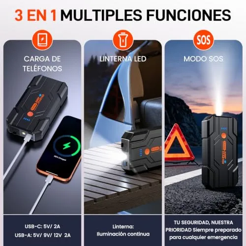 Cioripa ▫️ Arrancador de baterias de automóvel 𝟏𝟎𝟎𝟎𝟎𝐀 9,0 L a gasolina ou 8,5 L a gasóleo 4