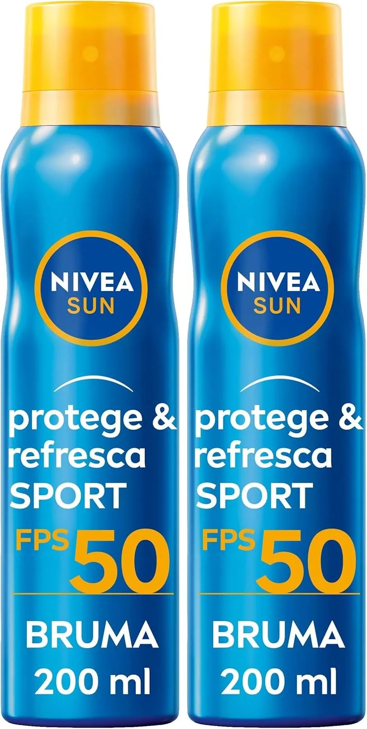 NIVEA SUN ▫️ Protege & Refresca Spray de Proteção Solar FPS 50 (1 x 200 ml), protetor solar em spray transparente, com efeito refrescante e resistente à água () (Embalagem de 2)