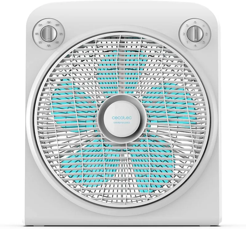 Cecotec ▫️ Ventilador de chão branco EnergySilence 6000 Power Box Cool. Motor de cobre, 50 W, diâmetro de 12" com 5 pás, grelha giratória, 3 velocidades, temporizador de 2 horas, utilização simples e segura