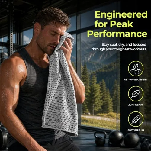 Haoutdory ▫️ Toalha Refrescante, 4 Unidades, Toalha de Microfibra com Efeito Refrescante e Secagem Rápida, Toalha Desportiva Refrescante para Fitness, Corrida, Ioga e Ginásio, Toalha Leve e Respirável, 30 x 90 cm, com Capa de Silicone 2