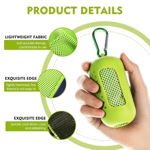 Haoutdory ▫️ Toalha Refrescante, 4 Unidades, Toalha de Microfibra com Efeito Refrescante e Secagem Rápida, Toalha Desportiva Refrescante para Fitness, Corrida, Ioga e Ginásio, Toalha Leve e Respirável, 30 x 90 cm, com Capa de Silicone 7