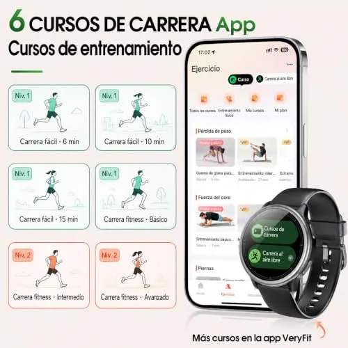 Motast ▫️ Relógio inteligente redondo para mulher e homem, relógio desportivo para mulher com 3 ATM, preto 7