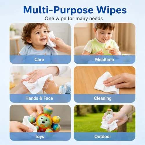 Carehabi ▫️ 8 embalagens de 64 unidades de toalhitas húmidas, toalhitas húmidas para higiene pessoal, embaladas individualmente, tamanho mini, sem plástico e sem perfume 5