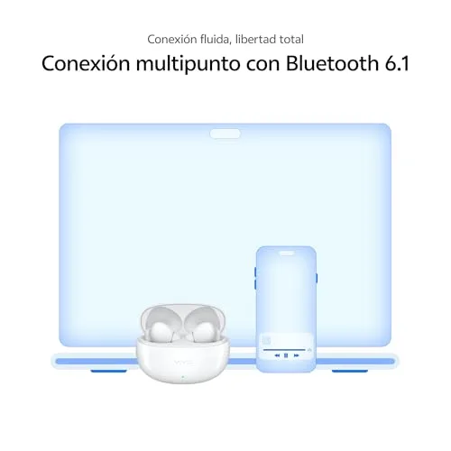 vivo ▫️ Buds Pro: Auscultadores com IA, ANC de 55 dB, 55 horas de autonomia, Bluetooth 6.1, IP54 e compatibilidade com dois dispositivos 5