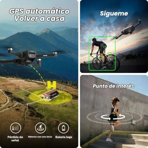 TRINTON TECH ▫️ Drone FPV com GPS, câmara com EIS, ecrã HD de 4,5", comando remoto para adultos e principiantes, modo Track&Orbit, drone com acompanhamento automático, controlo por gestos e retenção por gravidade, menos de 249 g 6