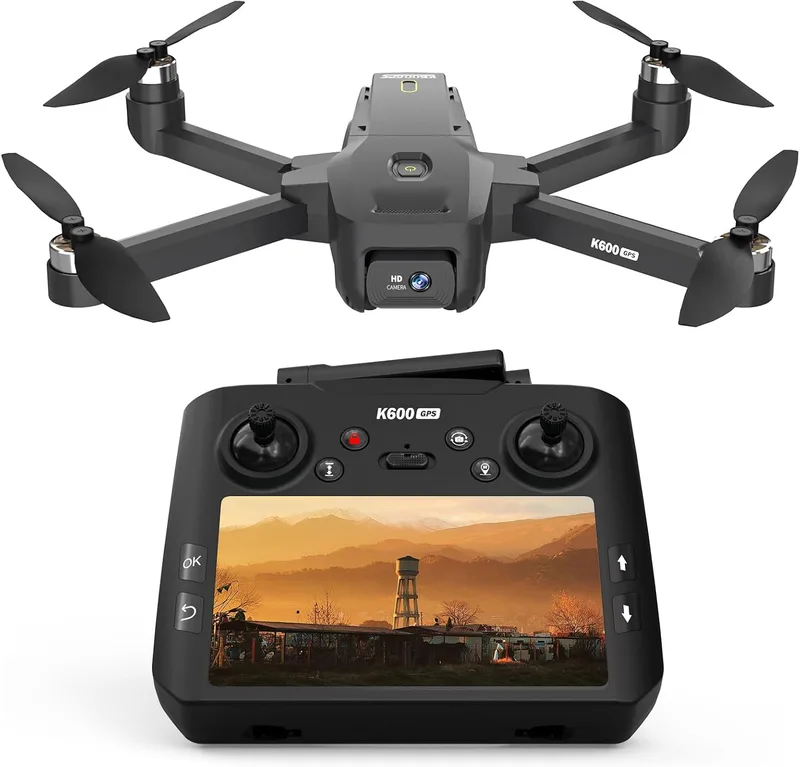 TRINTON TECH ▫️ Drone FPV com GPS, câmara com EIS, ecrã HD de 4,5", comando remoto para adultos e principiantes, modo Track&Orbit, drone com acompanhamento automático, controlo por gestos e retenção por gravidade, menos de 249 g