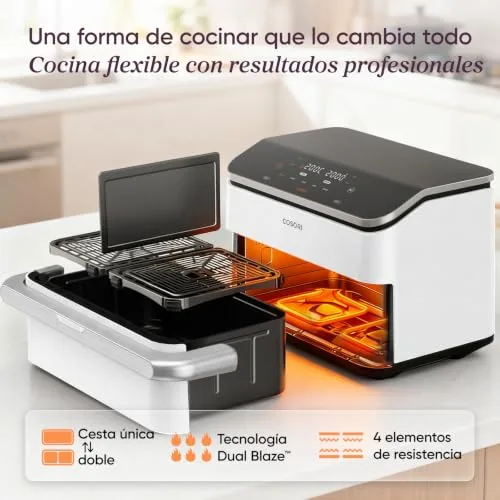 Cosori ▫️ Fritadeira de ar quente 10 L Dual Blaze Twinfry, com cesto duplo e divisória 3