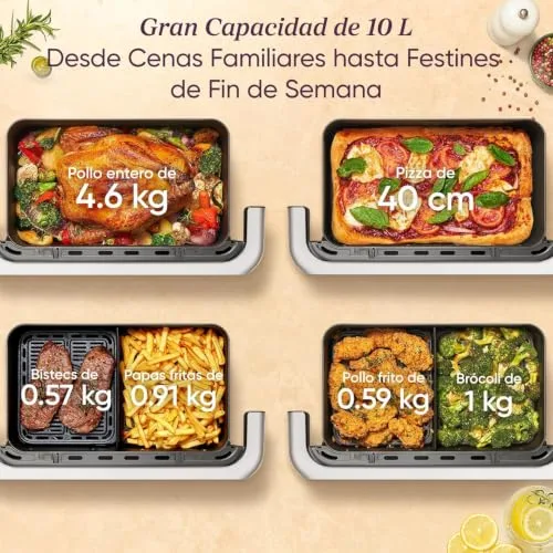 Cosori ▫️ Fritadeira de ar quente 10 L Dual Blaze Twinfry, com cesto duplo e divisória 6