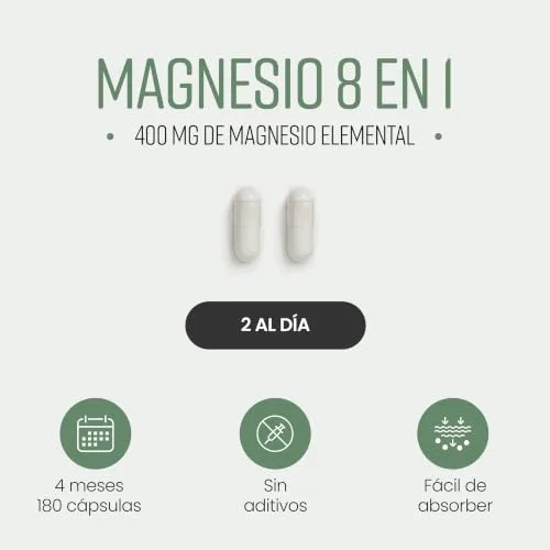 VitaBright ▫️ Complexo de Magnésio 8 em 1 | 400 mg | 240 Cápsulas Veganas - 4 Meses de Tratamento | Bisglicinato, Citrato, Malato e Taurato de Magnésio | Magnesium Complex 3