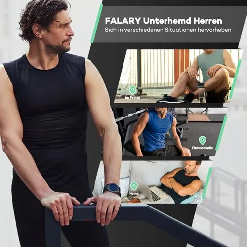 FALARY ▫️ Camisolas de alças para homem, conjunto de 3 camisolas interiores para homem, 100% algodão, branco, preto, azul-marinho, verde-oliva, tamanhos S-5XL 7