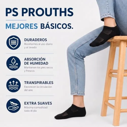 PS PROUTHS ▫️ 12 pares de meias curtas até ao tornozelo para homem e mulher, em algodão macio 5